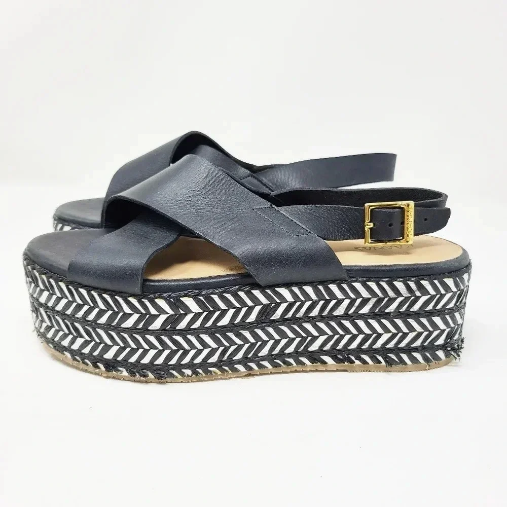 Kaanas Metalik Ada Crossover Platform Wedge Sandal